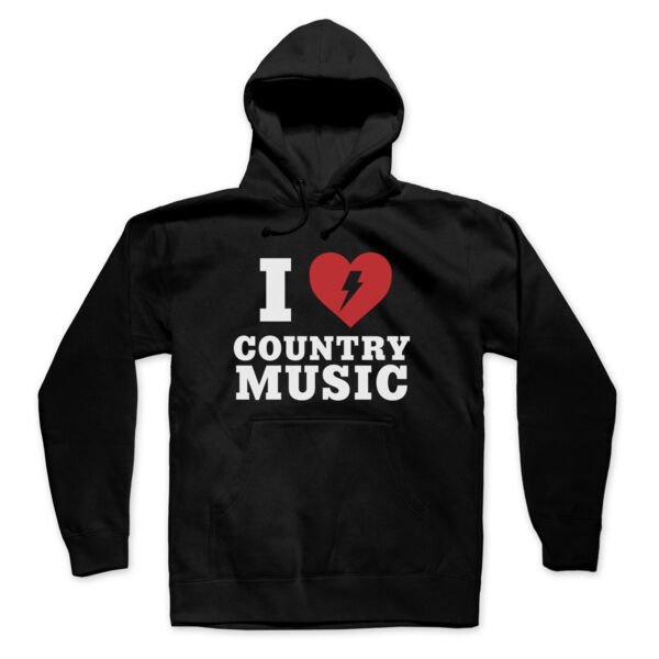 I HEART COUNTRY MUSIC - Pullover Hoodie - Black Thumbnail