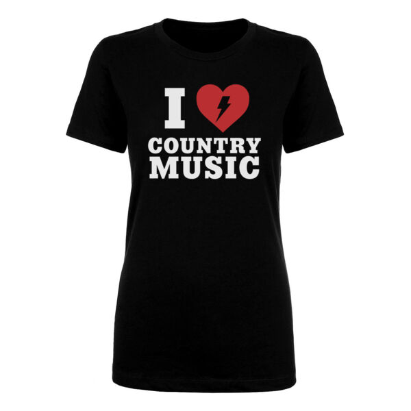 I HEART COUNTRY MUSIC - Women's Short Sleeve Crew Neck T-shirt - Black Thumbnail