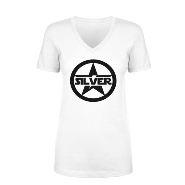 SILVER STAR - Women's Short Sleeve V-neck T-shirt - White Thumbnail