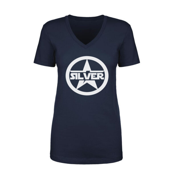 SILVER STAR - Women's Short Sleeve V-neck T-shirt - Navy Blue Thumbnail